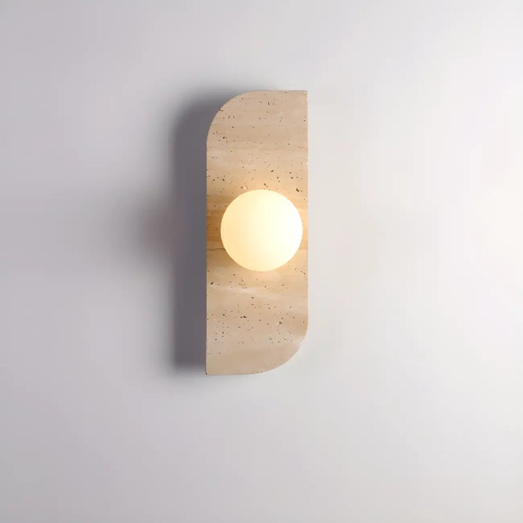 Modern Beige Stone Glass Globe Ambient Wall Sconce