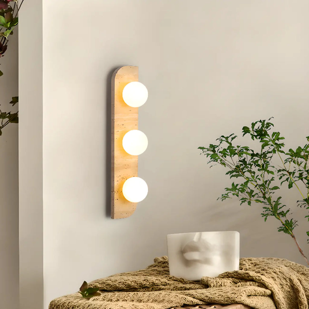 Modern Beige Stone Glass Globe Ambient Wall Sconce