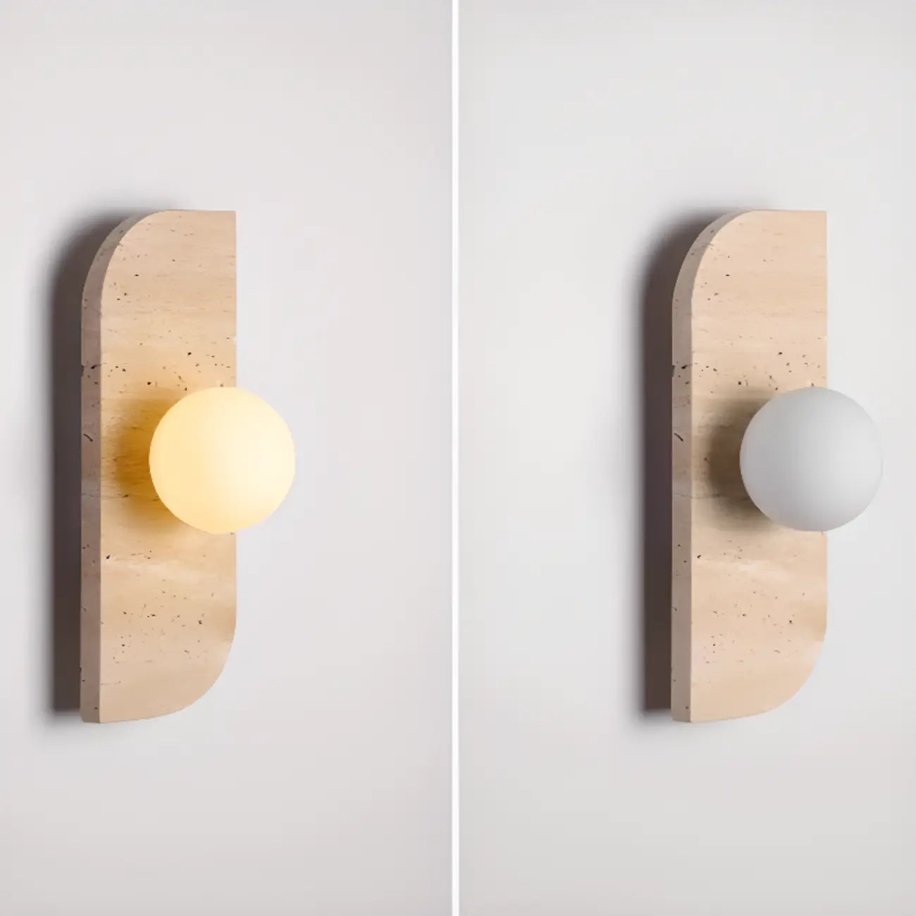 Modern Beige Stone Glass Globe Ambient Wall Sconce