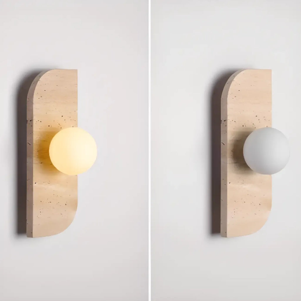 Modern Beige Stone Glass Globe Ambient Wall Sconce