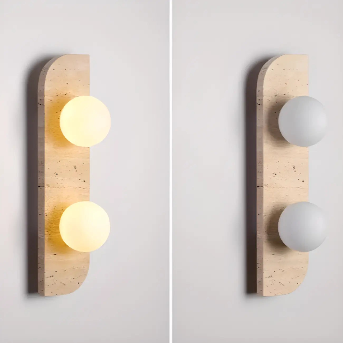 Modern Beige Stone Glass Globe Ambient Wall Sconce