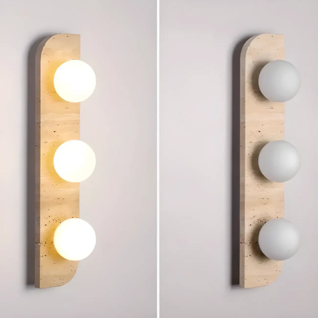Modern Beige Stone Glass Globe Ambient Wall Sconce