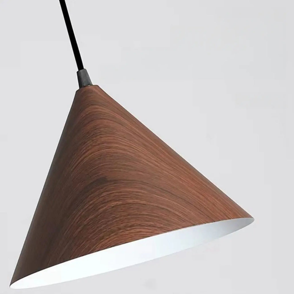 Modern Wood Color Cone Metal Island Pendant Light for Kitchen