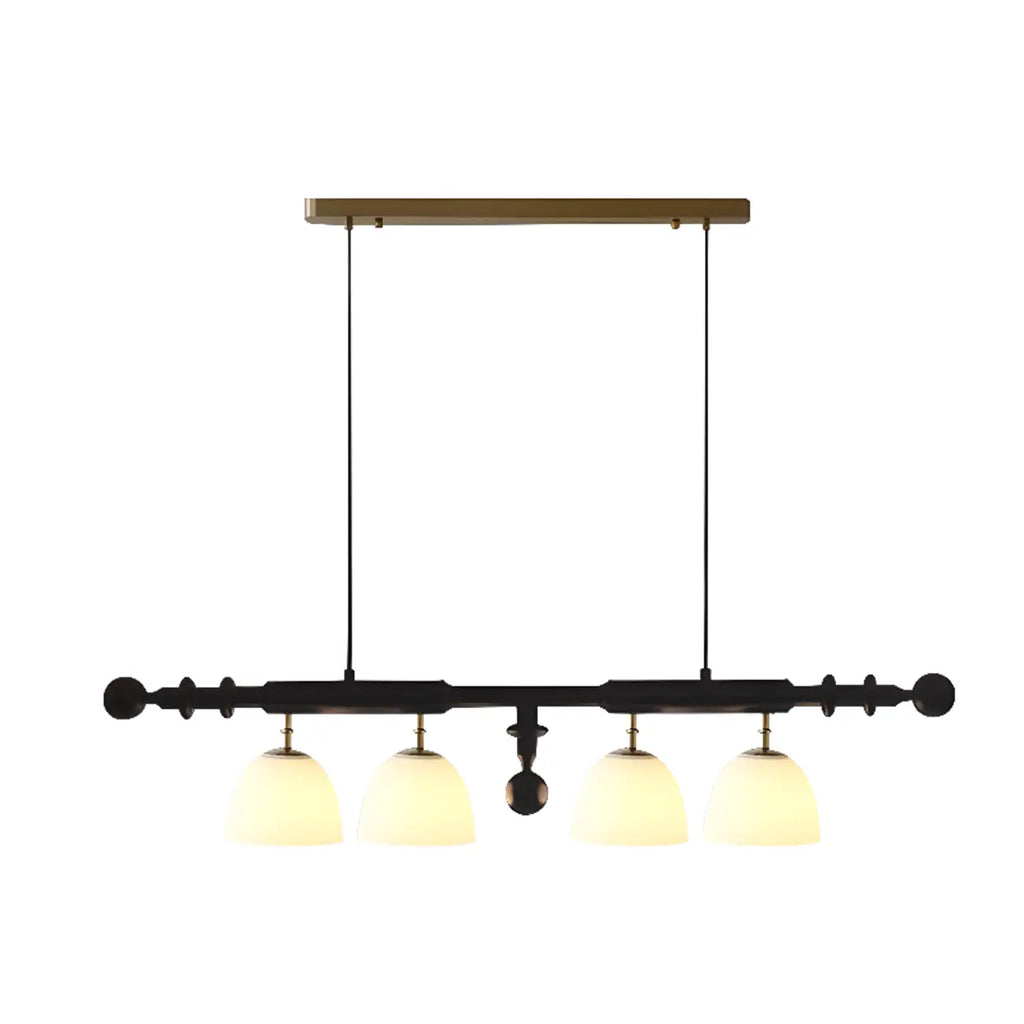 4-Light Island Pendant Light Modern Wood Glass Dome for Kitchen