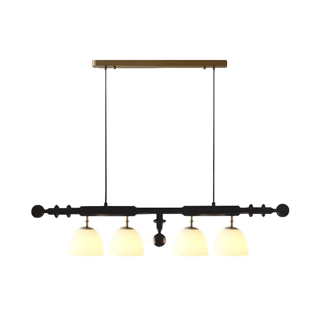 4-Light Island Pendant Light Modern Wood Glass Dome for Kitchen