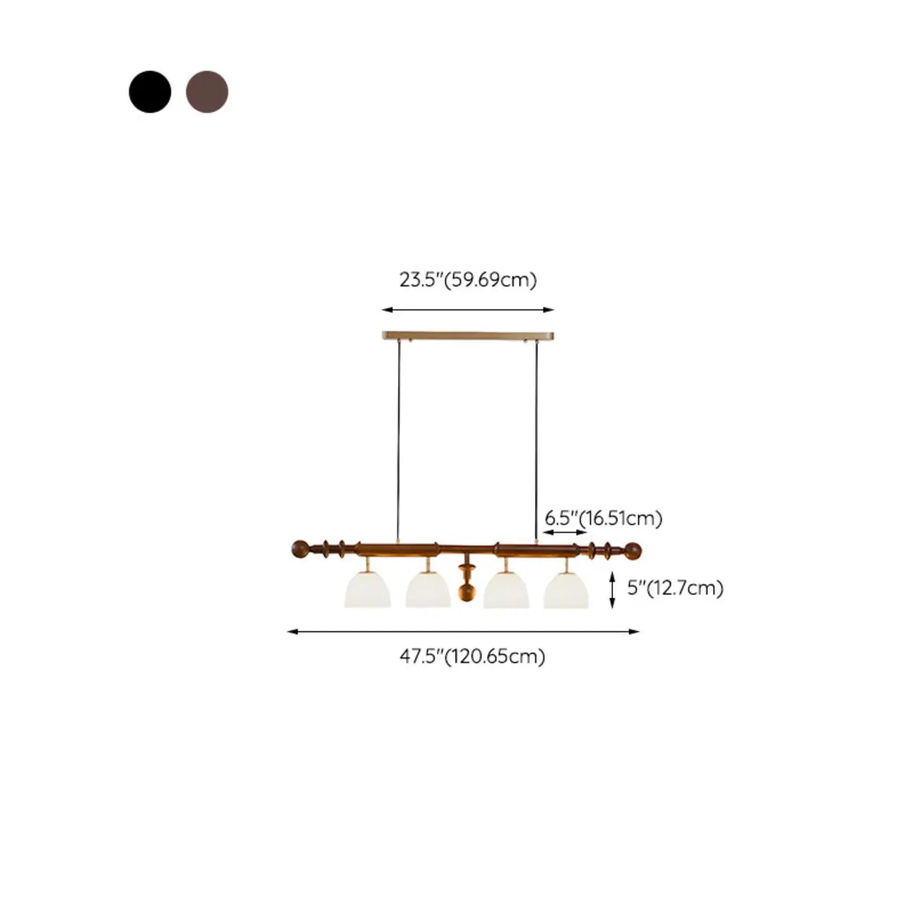 4-Light Island Pendant Light Modern Wood Glass Dome for Kitchen