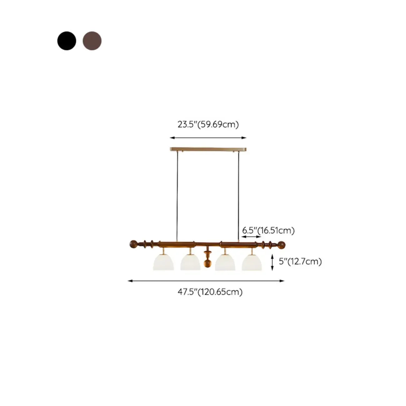 4-Light Island Pendant Light Modern Wood Glass Dome for Kitchen