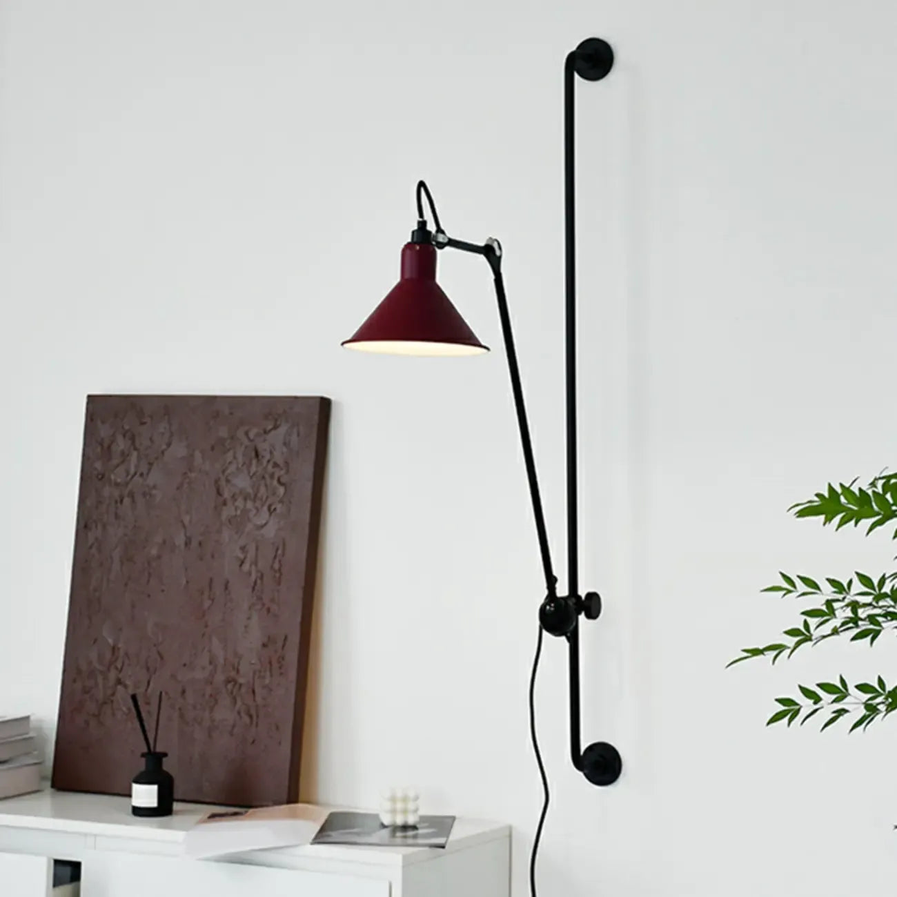 Industrial Cone-Shaped Swing Arm Wall Light for Bedroom