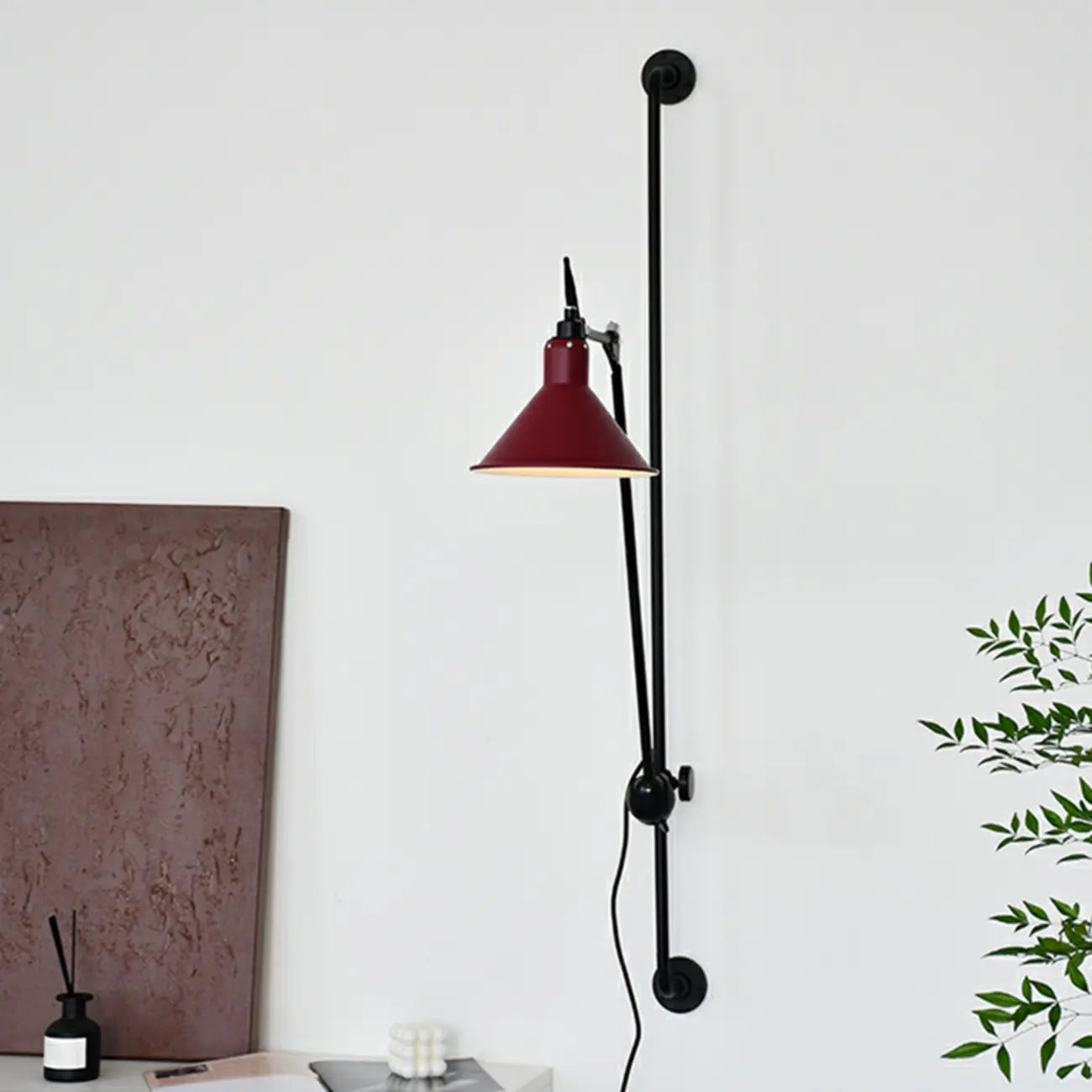 Industrial Cone-Shaped Swing Arm Wall Light for Bedroom