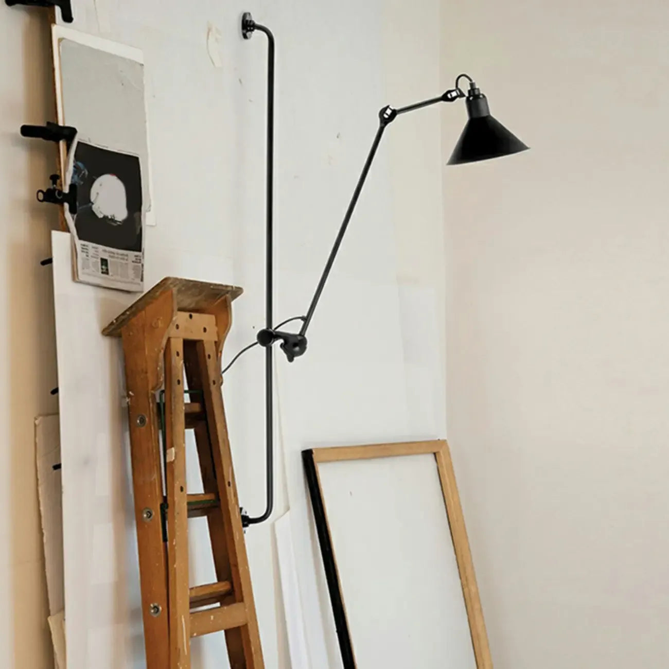 Industrial Cone-Shaped Swing Arm Wall Light for Bedroom