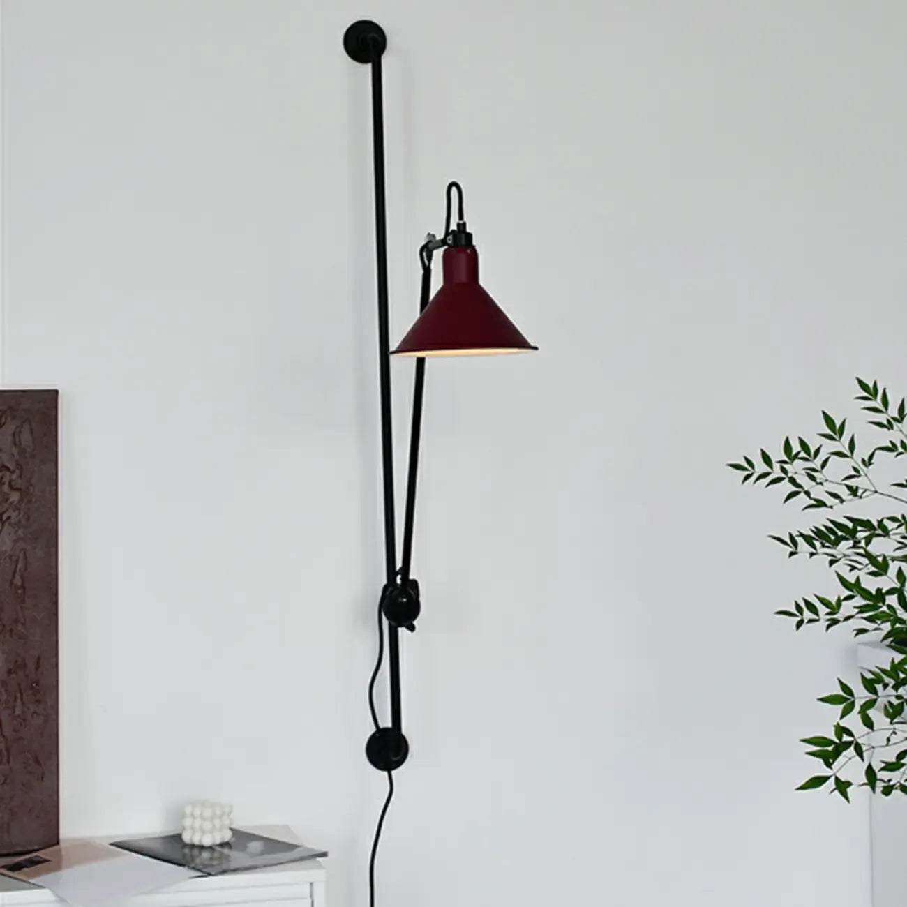 Industrial Cone-Shaped Swing Arm Wall Light for Bedroom