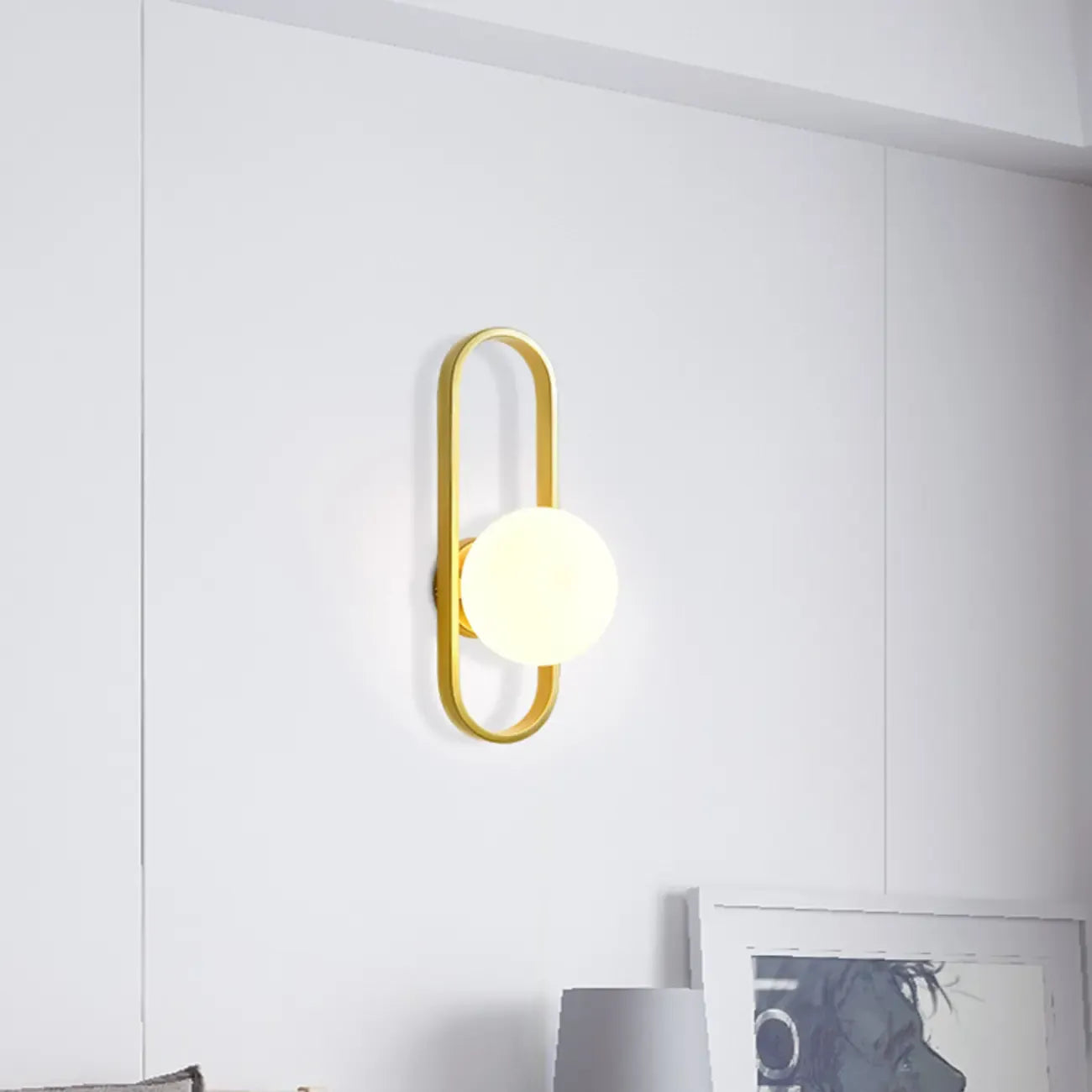 Artistic Brass Wall Sconce with Glass Orb for Living Room