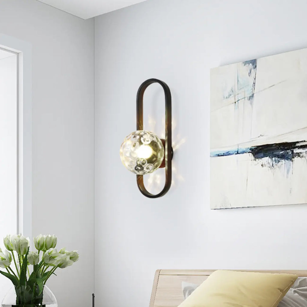 Artistic Brass Wall Sconce with Glass Orb for Living Room