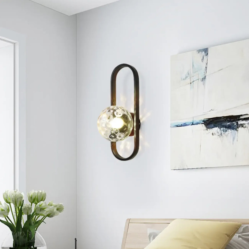 Artistic Brass Wall Sconce with Glass Orb for Living Room