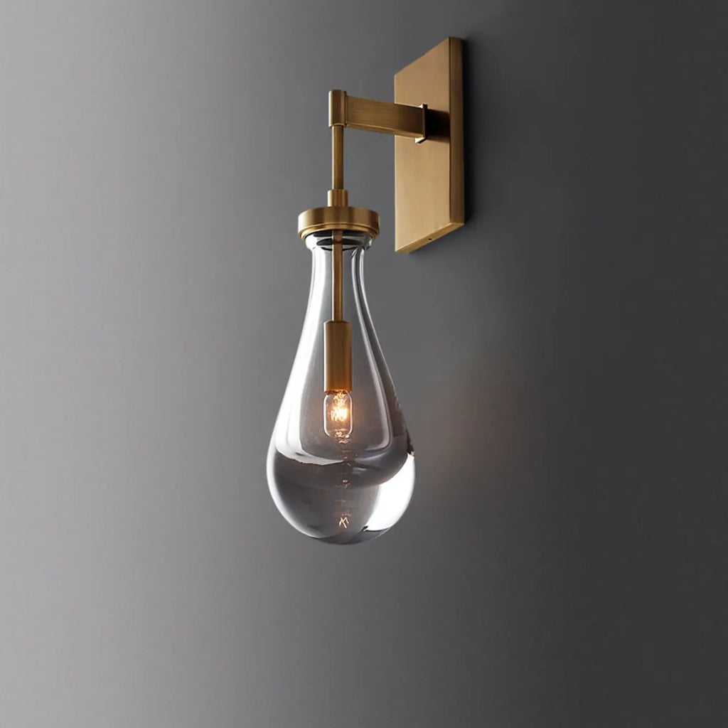 Modern Indoor Brass Wall Sconce with Geometric Crystal Shade