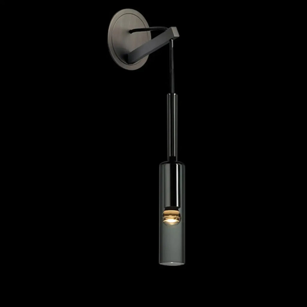 Modern Indoor Brass Wall Sconce with Geometric Crystal Shade