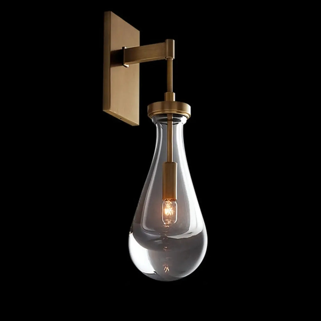 Modern Indoor Brass Wall Sconce with Geometric Crystal Shade