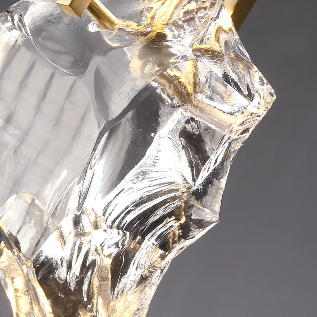 Modern Indoor Brass Wall Sconce with Geometric Crystal Shade