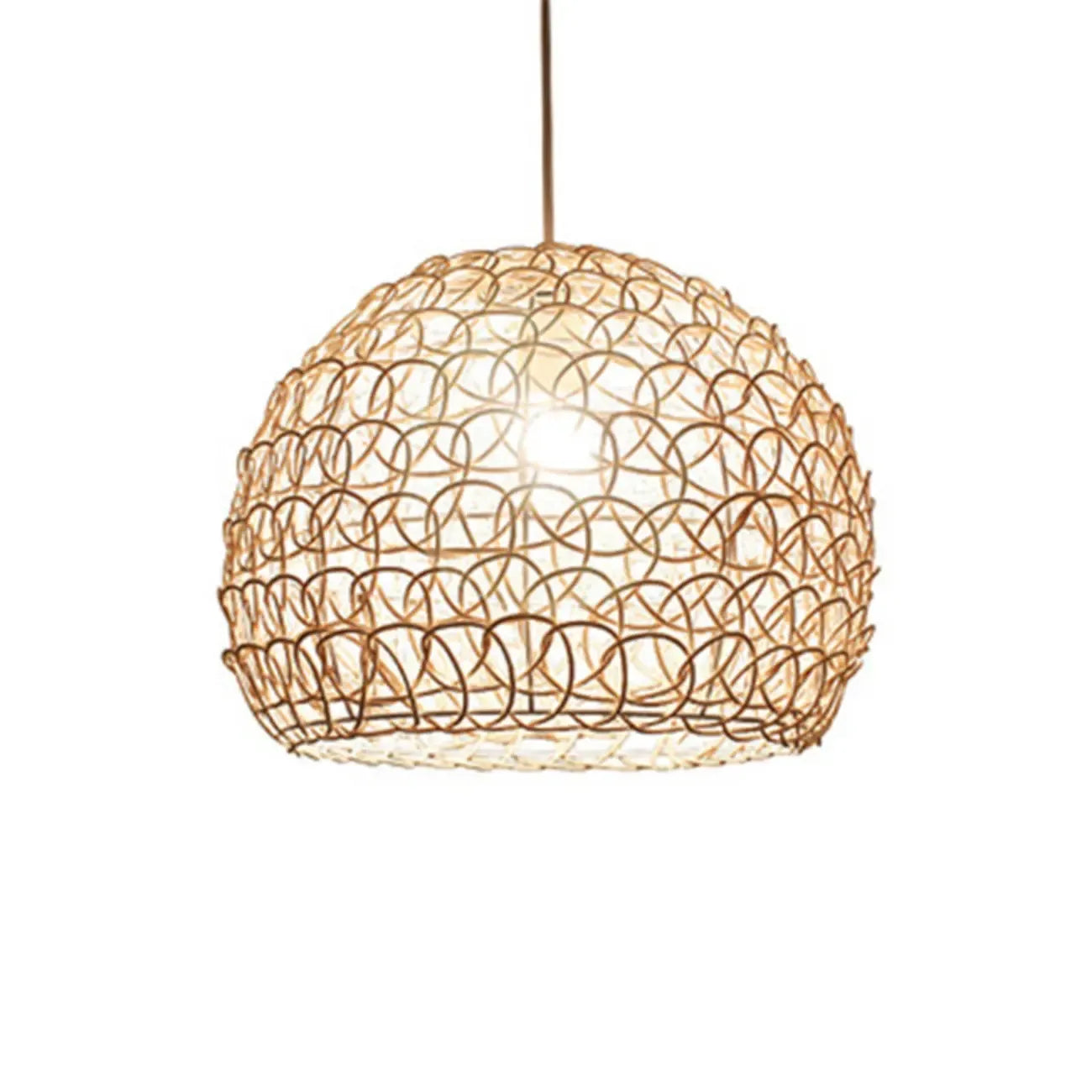 Rustic Rattan Dome Pendant Light for Kitchen Dining