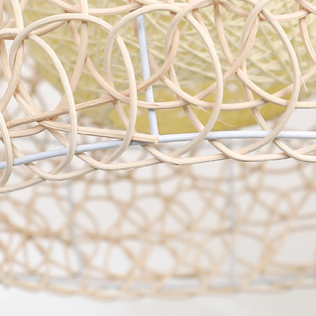 Rustic Rattan Dome Pendant Light for Kitchen Dining