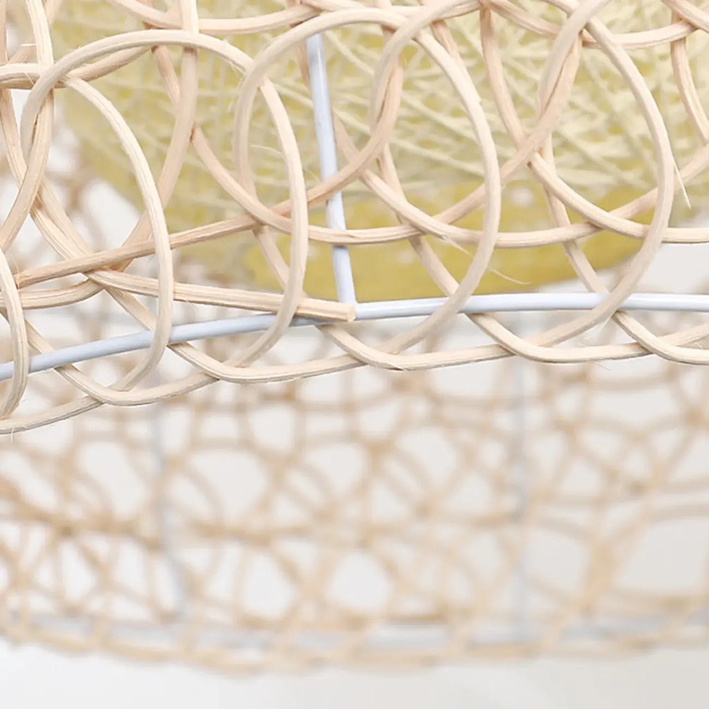 Rustic Rattan Dome Pendant Light for Kitchen Dining