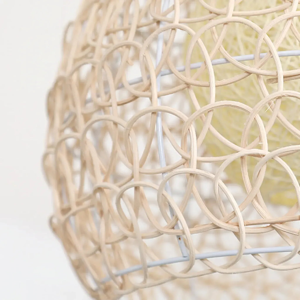 Rustic Rattan Dome Pendant Light for Kitchen Dining