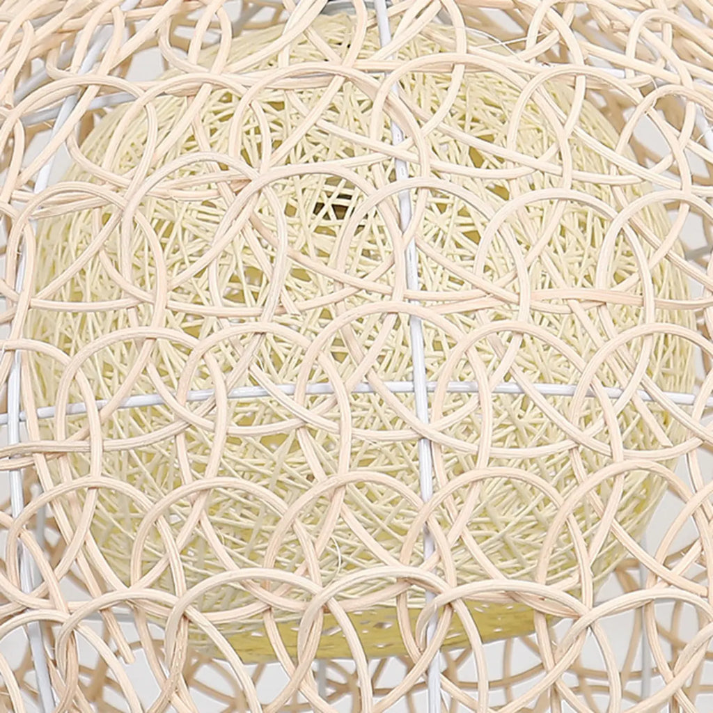 Rustic Rattan Dome Pendant Light for Kitchen Dining