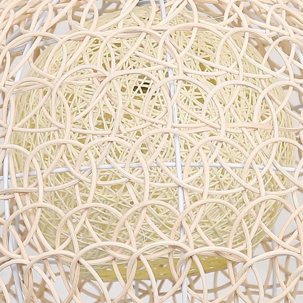 Rustic Rattan Dome Pendant Light for Kitchen Dining
