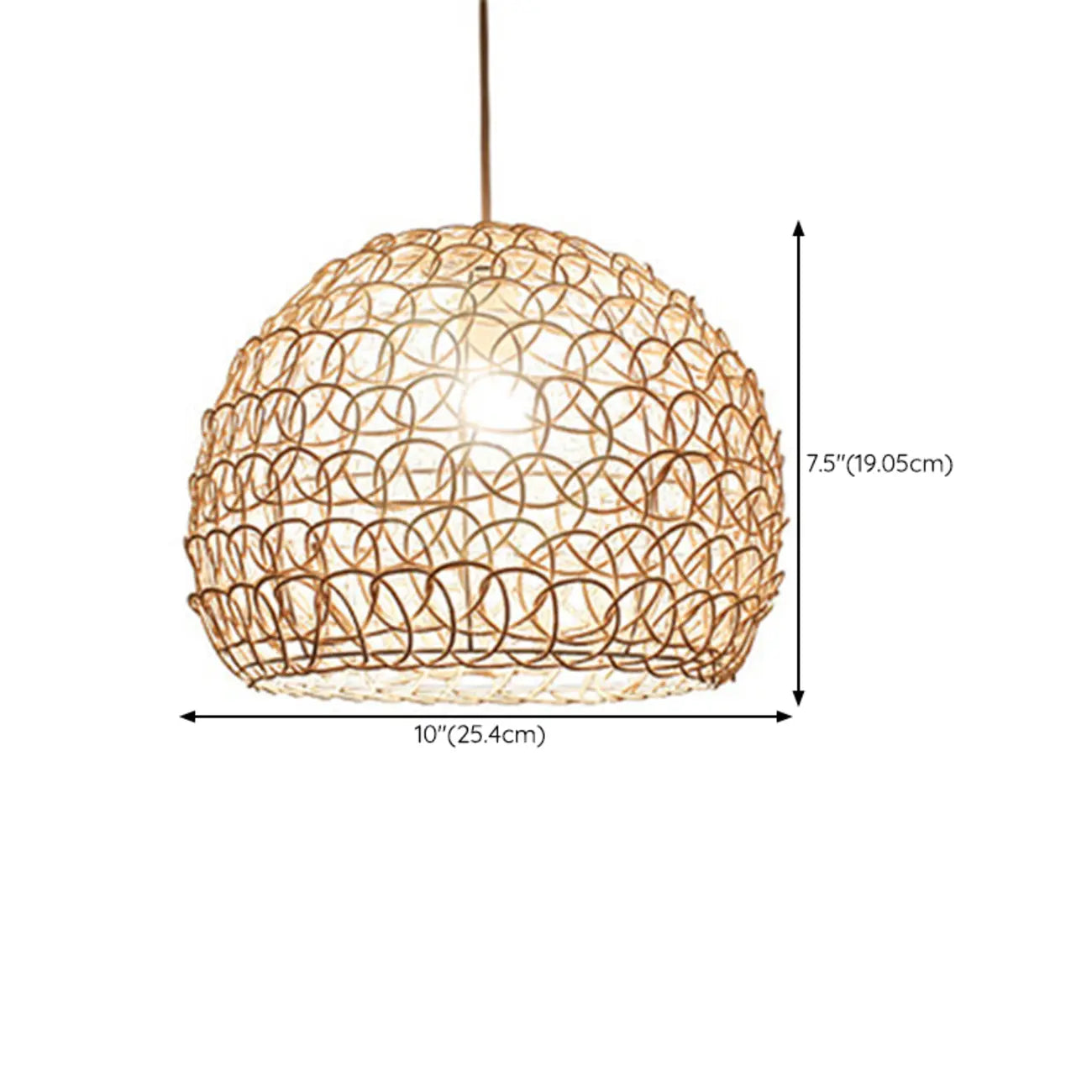 Rustic Rattan Dome Pendant Light for Kitchen Dining