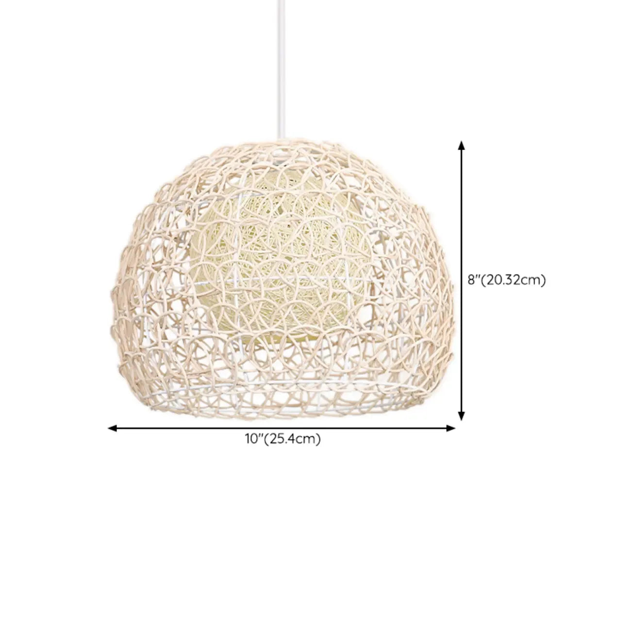 Rustic Rattan Dome Pendant Light for Kitchen Dining