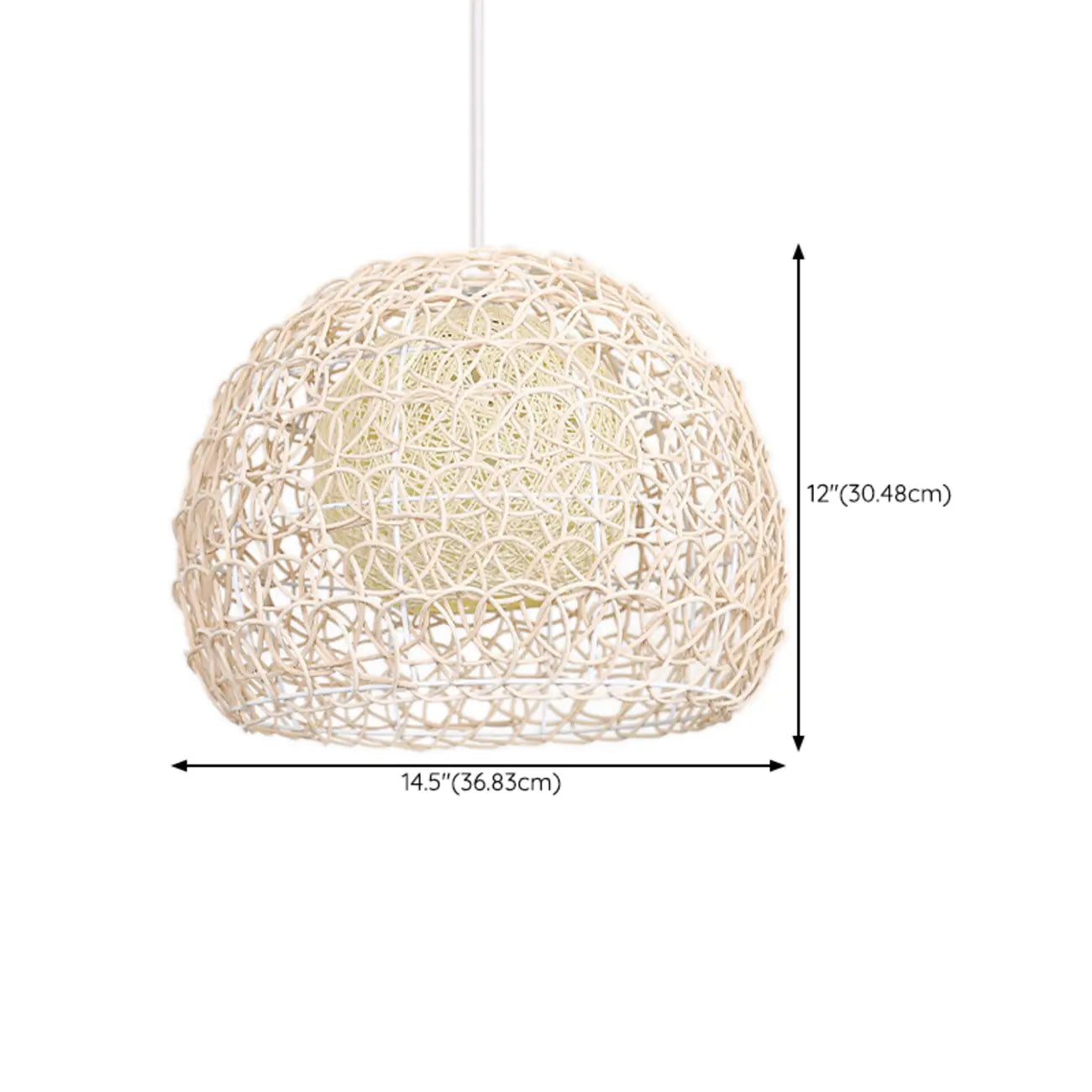 Rustic Rattan Dome Pendant Light for Kitchen Dining