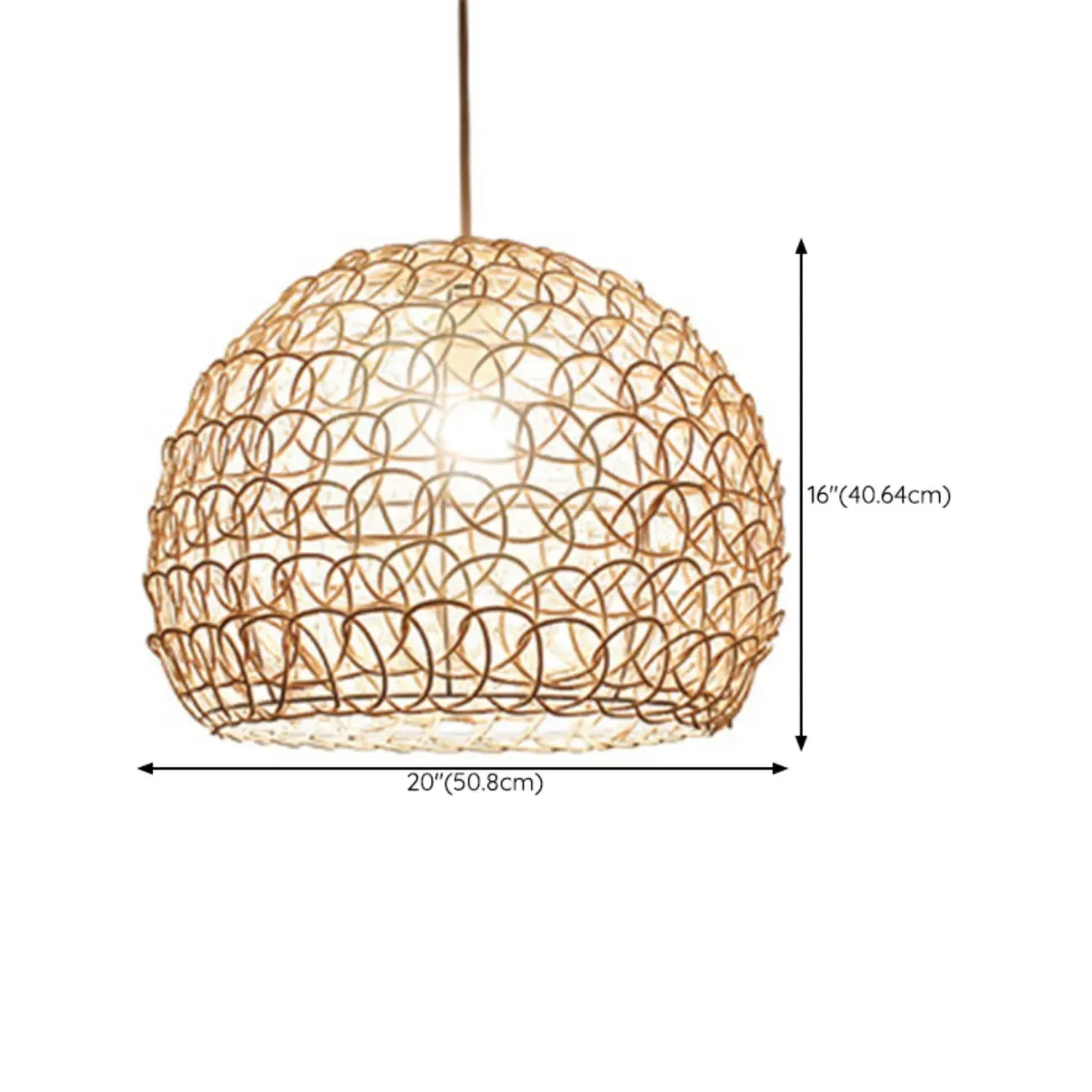 Rustic Rattan Dome Pendant Light for Kitchen Dining