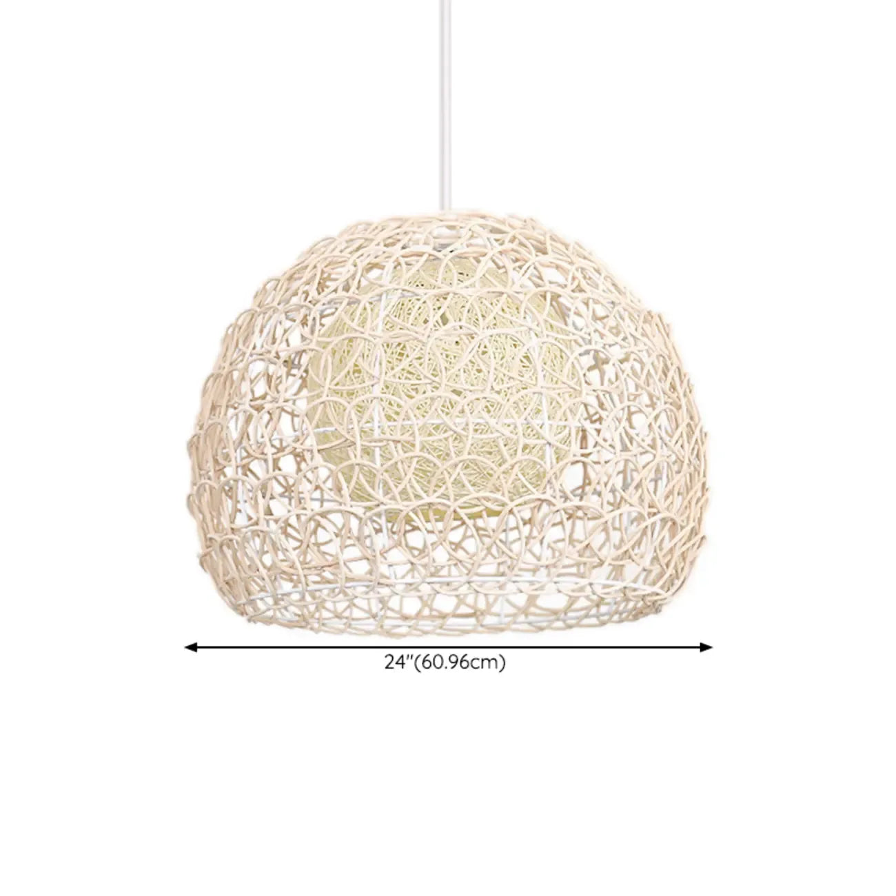 Rustic Rattan Dome Pendant Light for Kitchen Dining