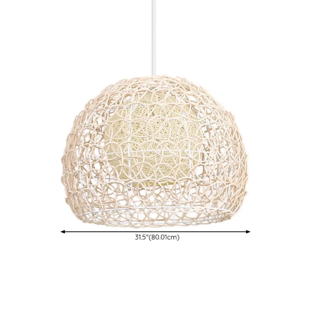 Rustic Rattan Dome Pendant Light for Kitchen Dining