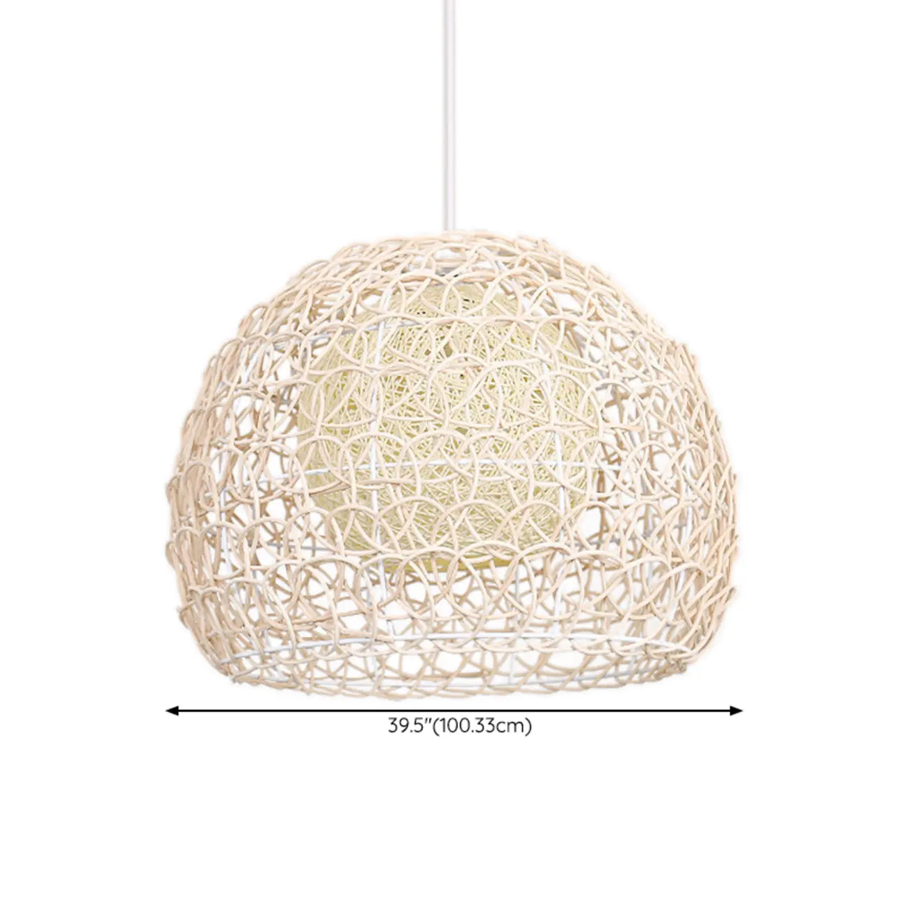 Rustic Rattan Dome Pendant Light for Kitchen Dining