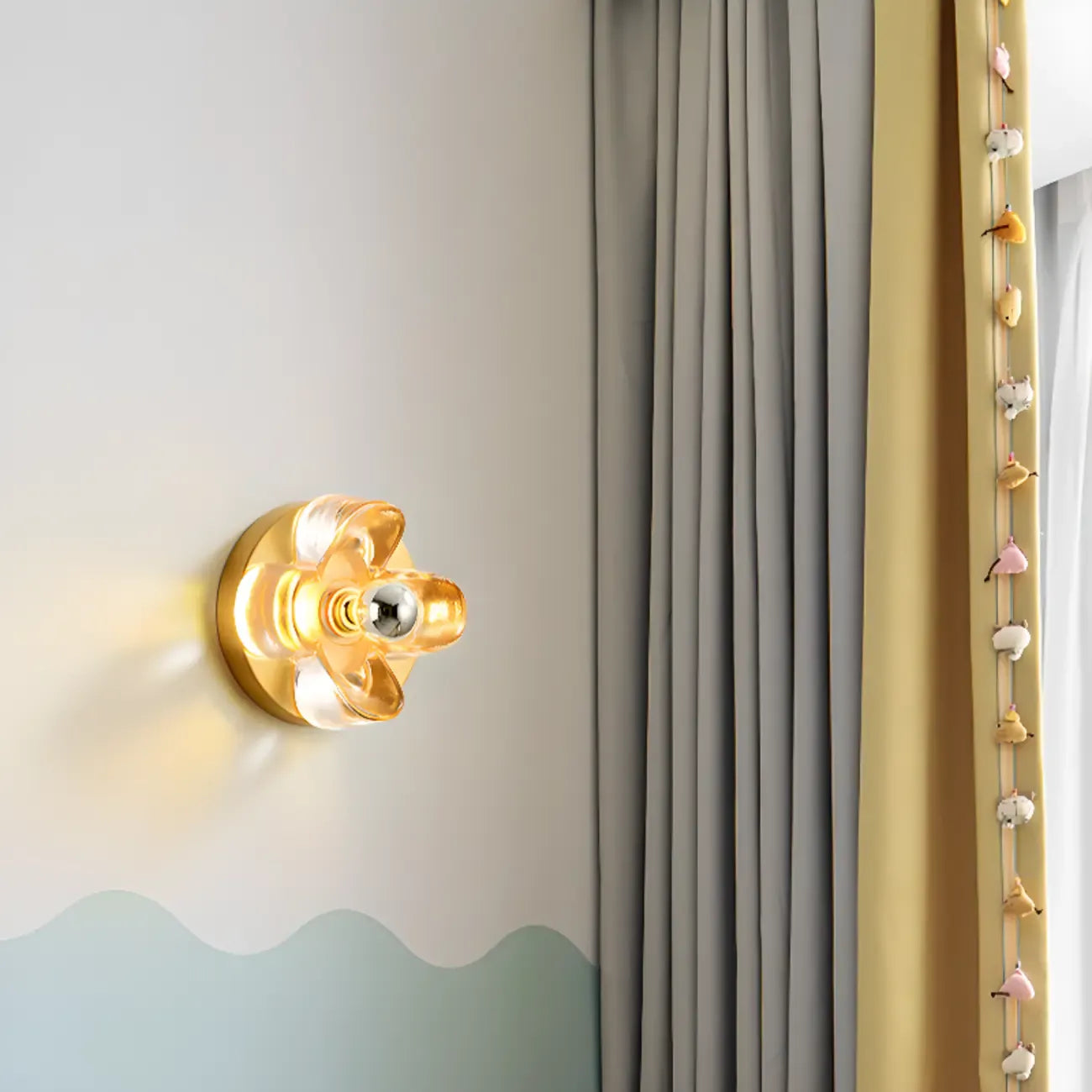 Mini Floral Glass Gold Wall Vanity Light