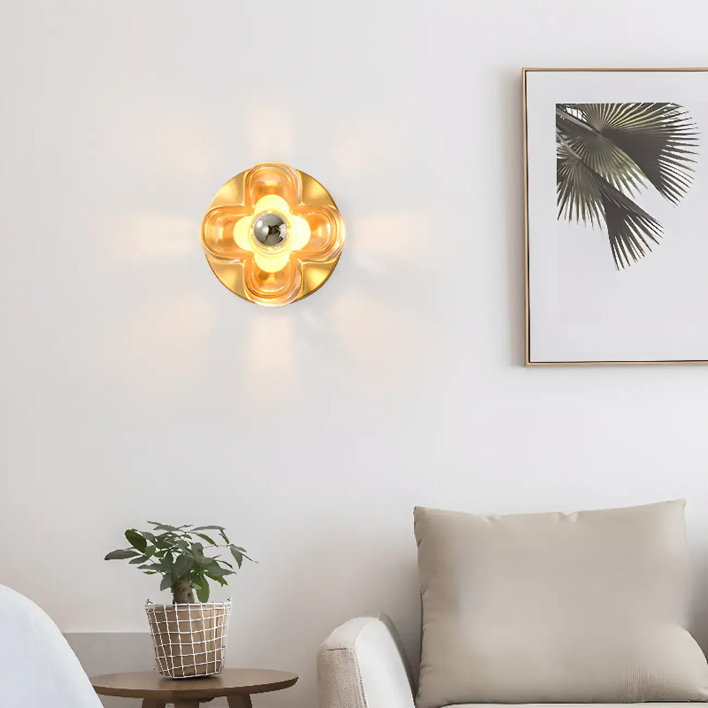 Mini Floral Glass Gold Wall Vanity Light