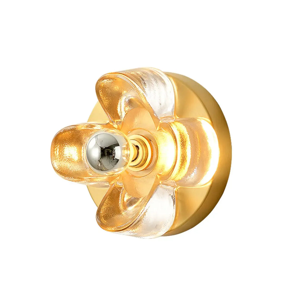 Mini Floral Glass Gold Wall Vanity Light