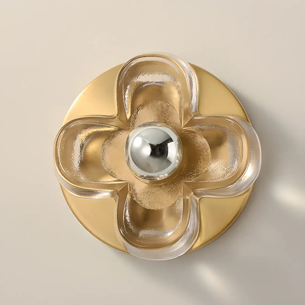 Mini Floral Glass Gold Wall Vanity Light