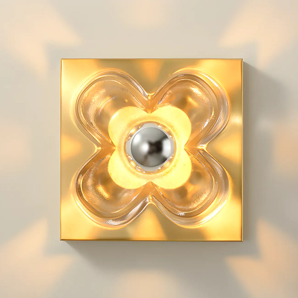 Mini Floral Glass Gold Wall Vanity Light
