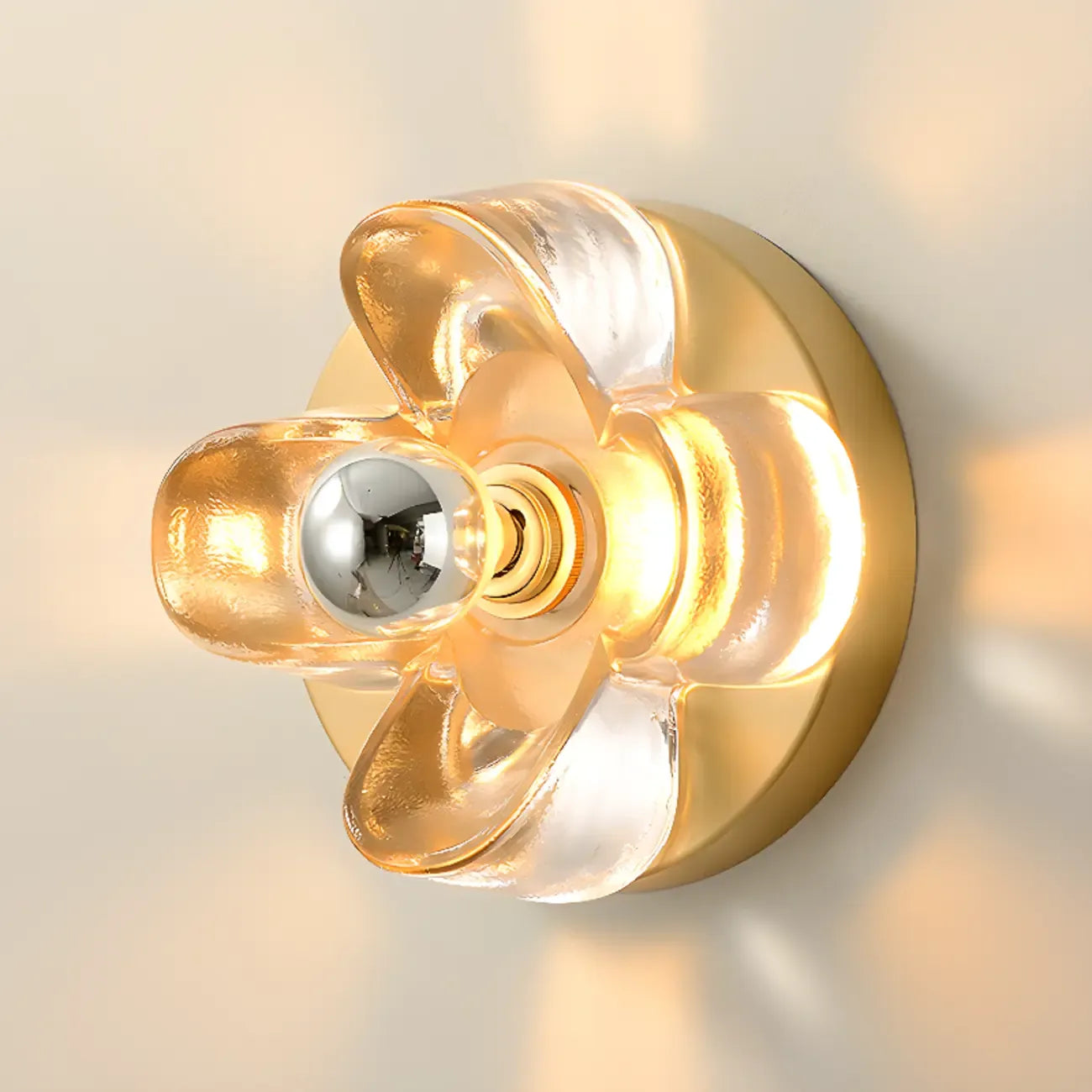 Mini Floral Glass Gold Wall Vanity Light