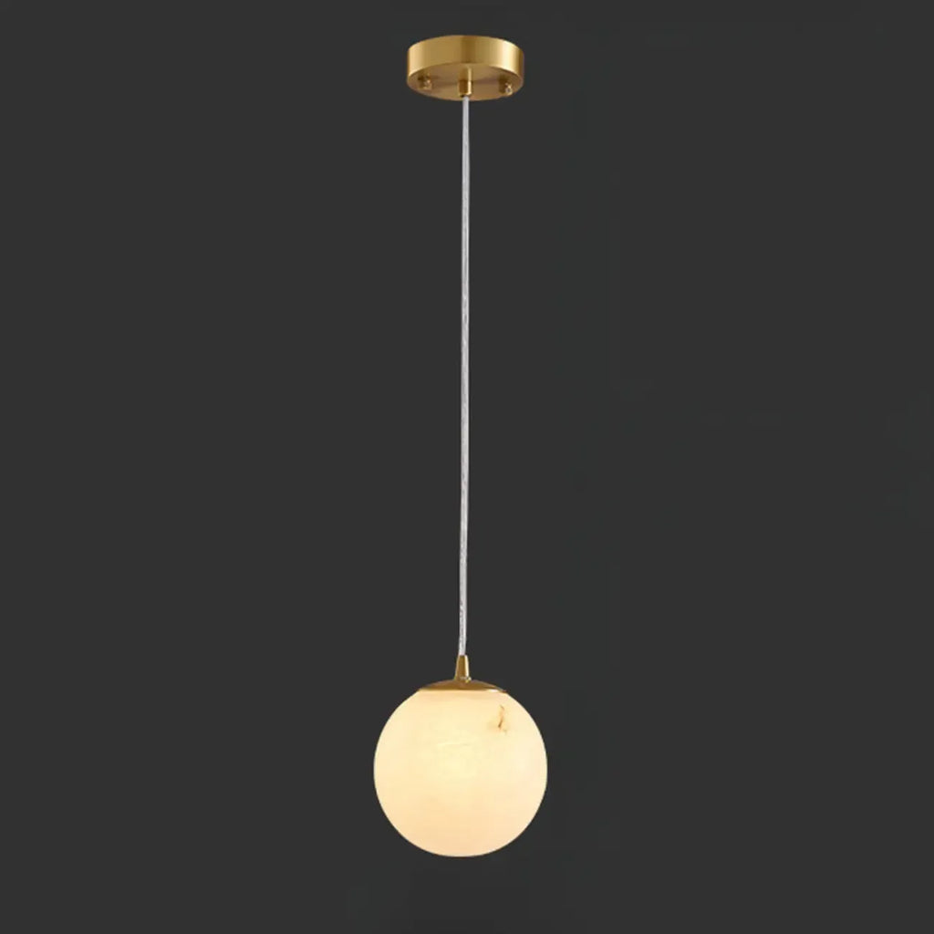 Simple Adjustable White Metal Stone Globe Pendant Light