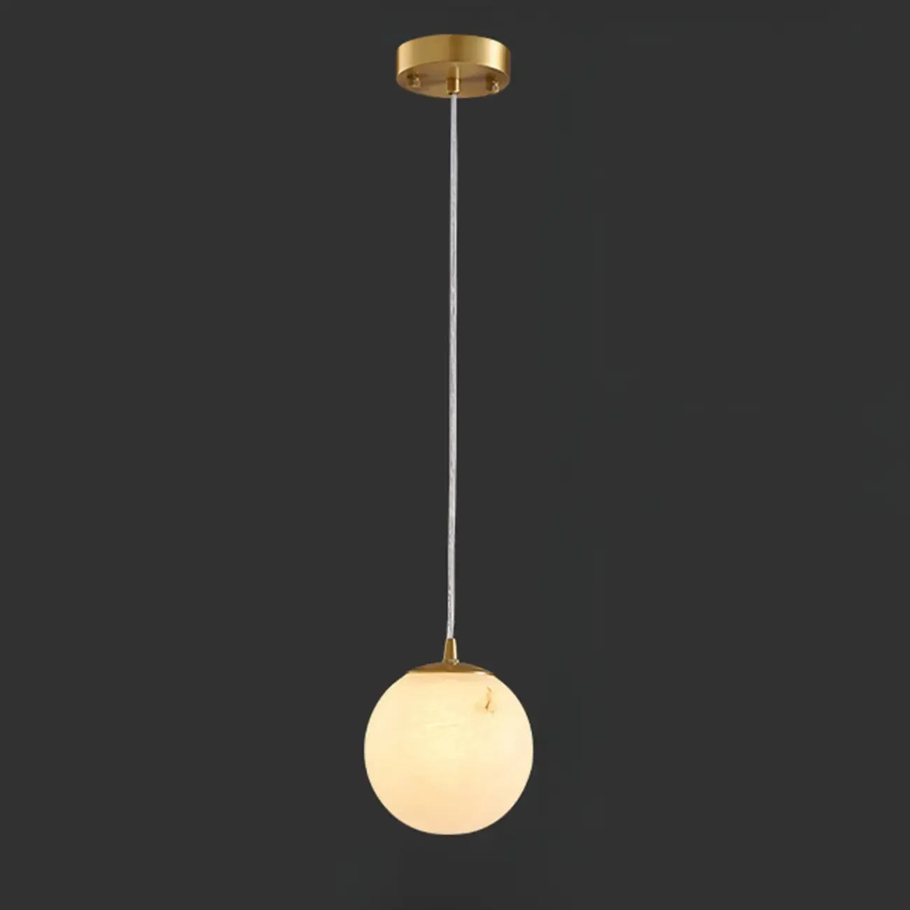 Simple Adjustable White Metal Stone Globe Pendant Light