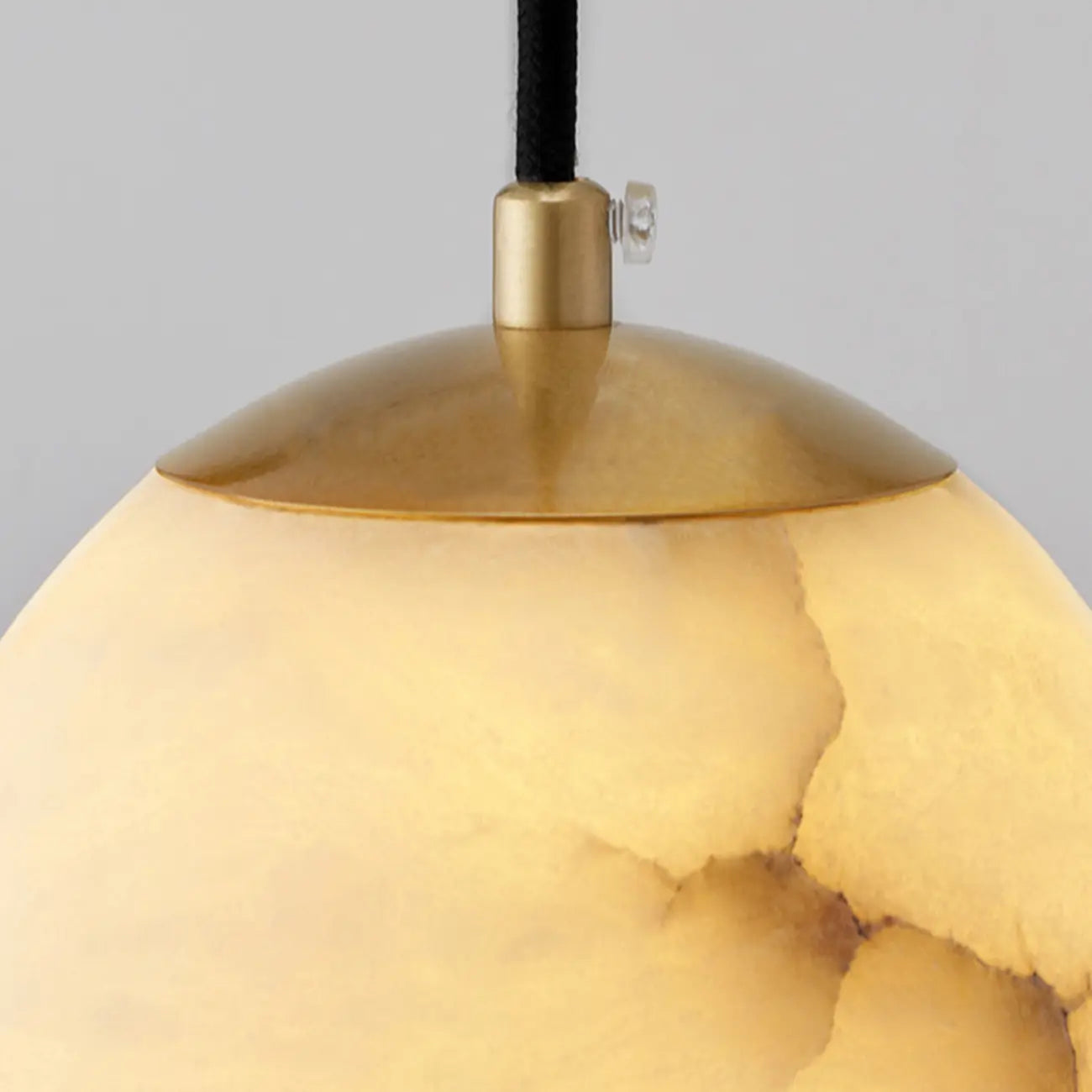 Simple Adjustable White Metal Stone Globe Pendant Light