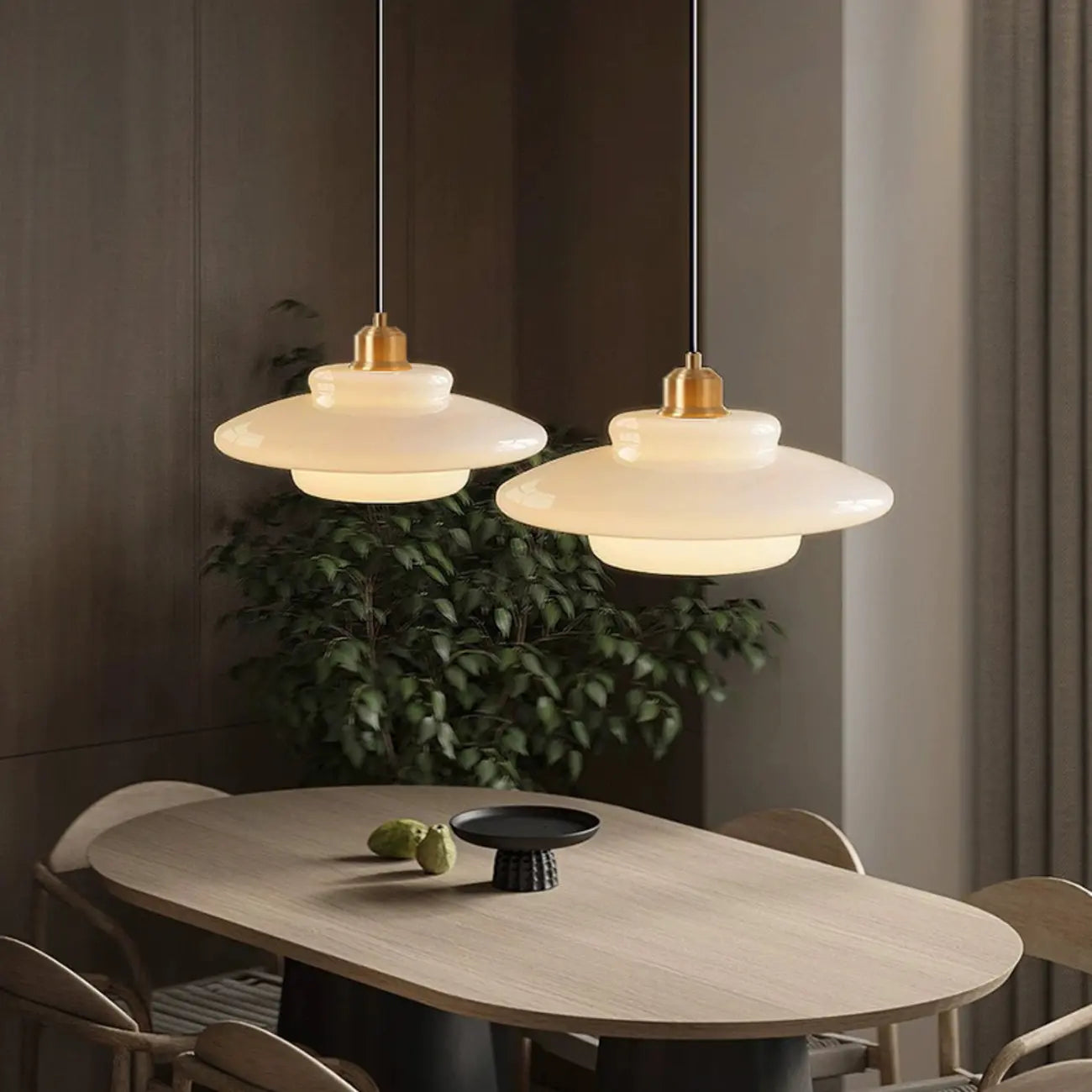 Modern White Glass Circline Pendant Light for Dining