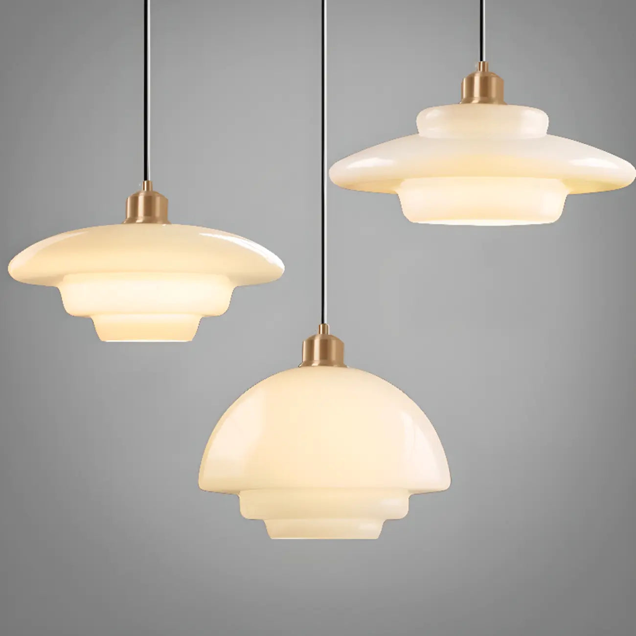 Modern White Glass Circline Pendant Light for Dining