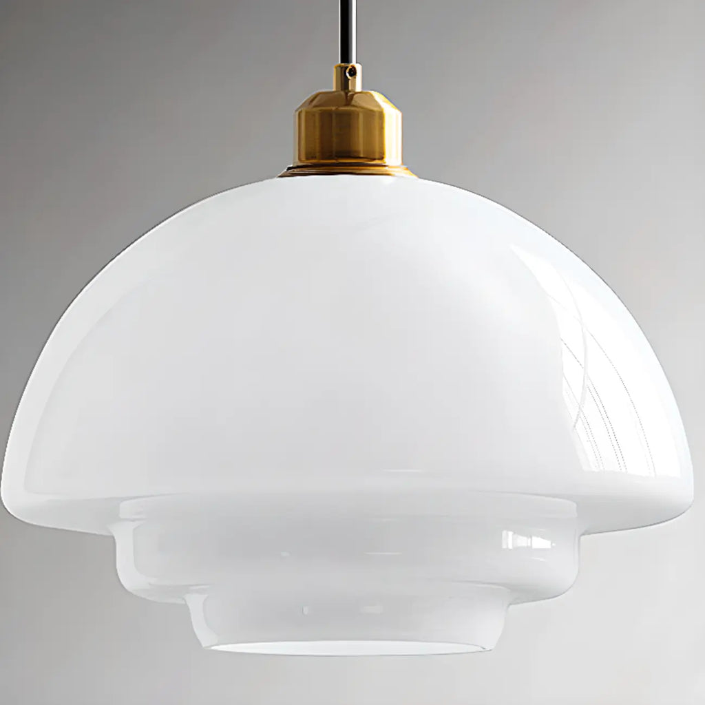 Modern White Glass Circline Pendant Light for Dining
