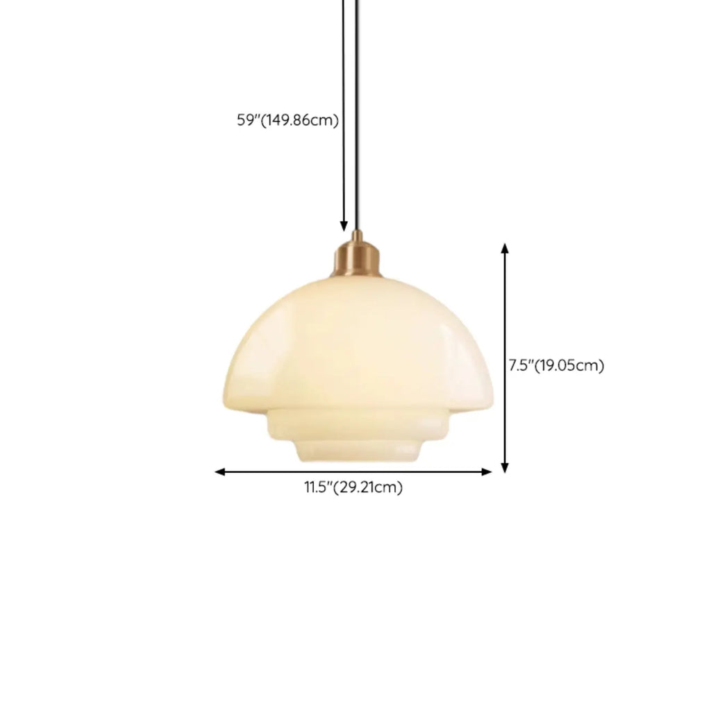 Modern White Glass Circline Pendant Light for Dining