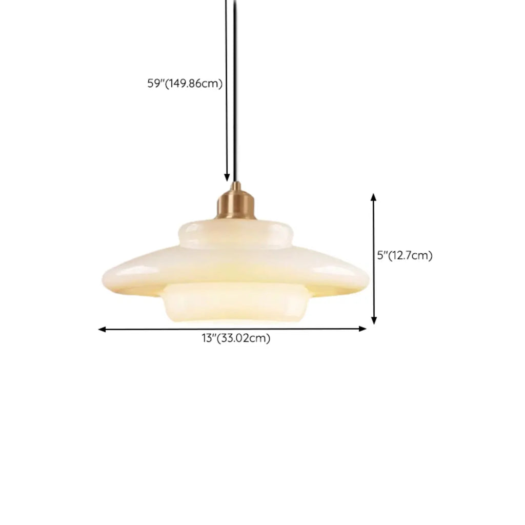 Modern White Glass Circline Pendant Light for Dining
