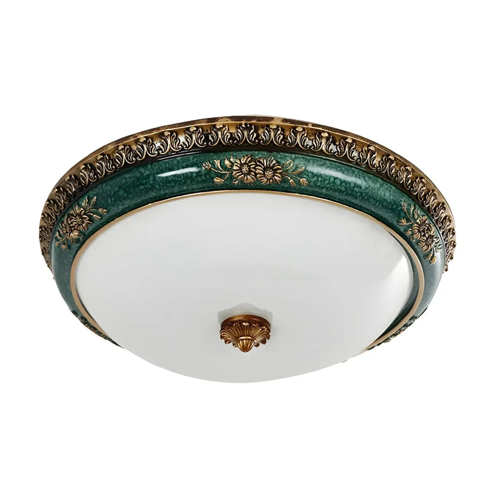 Classic Green Bowl Flush Mount LED Ceiling Light